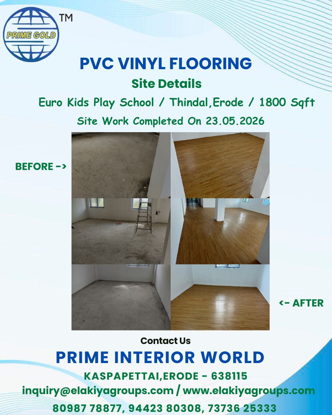 Euro Kids Play School - Thindal,Erode - 1800 Sqft - PVC Vinyl Flooring
