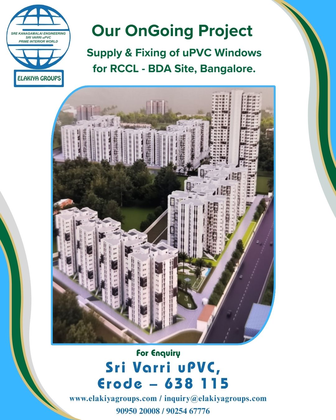 RCCL-BDA SITE,BANGALORE-SUPPLY AND FIXING OF UPVC WINDOWS-BANGALORE