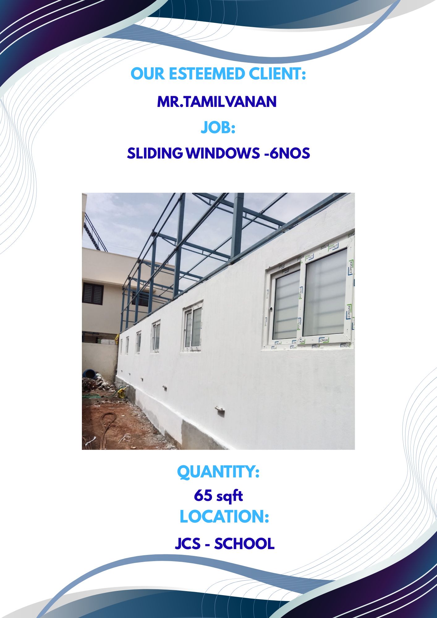 MR.TAMILVANAN-SLIDING WINDOWS-6NOS-65sqft-JCS-SCHOOL